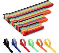Lot de 100 attaches de câbles réutilisables de 10/15/20 cm avec bande auto-agrippante de type T - Sangles réglables pour organisateur de câbles longs (mélange aléatoire, 10 x 100 mm)