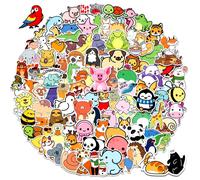 Lot de 100 autocollants animaux de dessin animé, mignons et esthétiques, pour ordinateur portable, gourde, bagages, snowboard, vélo. Autocollants