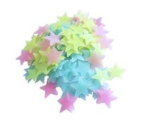 Lot de 100 autocollants muraux phosphorescents en forme d'étoile 3D en plastique fluorescent pour chambre d'enfant, chambre de bébé, plafond, décoration d'intérieur