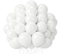 Lot de 100 ballons blancs en latex de 25,4 cm pour fête d'anniversaire, fête prénatale, ballons blanc mat, guirlande, ballons de fête pour filles, mariage, Saint-Valentin, décoration de fête
