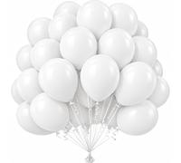 Lot de 100 ballons blancs en latex pour fête d'anniversaire et décorations | Ballons en latex blancs classiques de 30,5 cm, parfaits pour les anniversaires, mariages, fêtes prénatales
