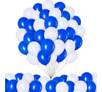 Lot de 100 ballons bleus et blancs sur le thème de l'Écosse 30,5 cm pour la coupe du monde de la FIFA 2026 et la nuit brûlée - Décorations de fête de football en latex pour fans et fêtes de rue