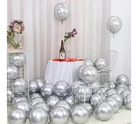 Lot de 100 ballons en latex argenté brillant de 12,7 cm pour anniversaire, mariage, fête de fête
