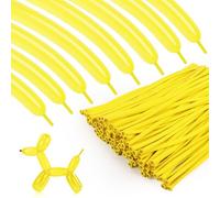 Lot de 100 ballons longs jaunes en latex épais pour modélisation animale et fixation de l'arche, fournitures de fête pour anniversaire, mariage, décoration de Noël