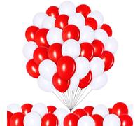 Lot de 100 ballons rouges et blancs sur le thème de l'Angleterre 30,5 cm pour la coupe du monde de la FIFA 2026 - Décorations de fête en latex pour événements sportifs, célébrations de fans et fêtes
