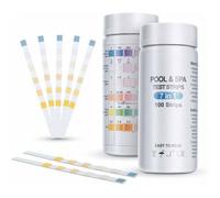 Lot de 100 bandelettes de test 7 en 1 pour piscines, spas et jacuzzis. Analyse la qualité de l'eau : dureté totale, brome, chlore