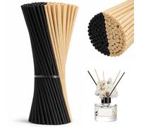 Lot de 100 bâtonnets en rotin pour parfum d'ambiance - 20 cm x 3 mm - Bâtonnets diffuseurs en fibre de rotin - Pour salon, salle de bain, bureau, spa - Naturel, noir