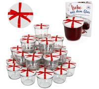 Lot de 100 bocaux en verre To 82 230 ml Blanc Couvercle avec nœud décor in iamant gelier magique recettes Confiture Bocaux en verre pour conservation de confiture Couvercles dorés Capacité