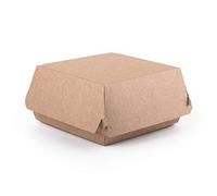 Lot de 100 boîtes à hamburger en papier kraft jetables de taille M pour nourriture rapide à emporter - Anti-fuite, respectueuses de l'environnement et recyclables (100, M)