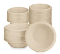 Lot de 100 bols à soupe jetables écologiques - 260 ml - Vaisselle jetable en canne à sucre - Bols à soupe en carton - Bols à soupe bio - Compostables - Pour pique-nique, barbecue - Marron