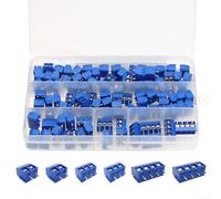 Lot de 100 bornes à vis KF301 Bleu 5,08 mm | Assortiment de 100 pièces, 80 x 2 broches, 15 x 3 broches, 5 x 4 broches, pour une boîte de stockage idéale