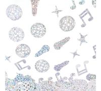 Lot de 100 boules à facettes décoratives à paillettes - Pour fête disco des années 70, 80, 90 - Décoration de table - Note de musique - Microphone - Étoile - Décoration à disperser pour mariage