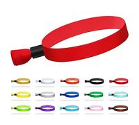 Lot de 100 Bracelets d'Événement en Tissu Jetables, Colorés pour Concert, Entrée de Club et Fête (Rouge)