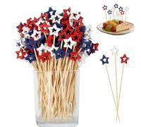 Lot de 100 brochettes à cocktail en forme d'étoile patriotique, rouge