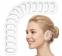 Lot de 100 cache-oreilles jetables pour la douche - Protections d'oreilles imperméables en plastique pour la teinture des cheveux, la natation et le bain, bouchons d'oreilles jetables pour la