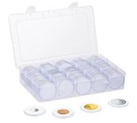 Lot de 100 capsules pour pièces de monnaie avec joints réglables et boîte de rangement en acrylique transparent pour pièces de monnaie de 0,66, 0,78, 0,98, 1,06, 1,18, 1,5 et 4,6 cm, vitrines