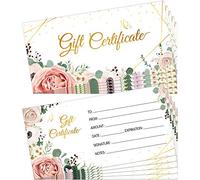 Lot de 100 cartes vierges à impression florale double face en feuille d'or pour salon, spa, restaurants, anniversaire, travail, cartes de cadeau 12,2 x 6,1 cm