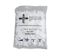Lot de 100 clips pour système de nivellement de carrelage - 10 mm - Entretoises pour carrelage en plastique blanc - 10 mm - Pour pose murale et sol - Système de joints croisés de 10 mm