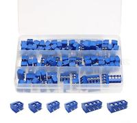 Lot de 100 connecteurs de bornier à vis KF301 2P 3P 4P pas de 5,08 mm pour montage PCB, kit de terminal bleu enfichable compatible avec les fils 18-26 AWG, 150 V 6 A pour cartes Arduino GPIO DAQ IO
