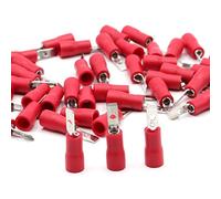 Lot de 100 connecteurs plats mâles rouges 0,5-1,5 mm² - Largeur de fiche : 2,8 mm - En PVC partiellement isolé - Cosses de câble - Connecteurs en laiton étamé