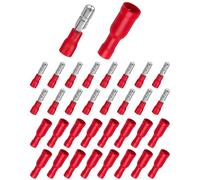 Lot de 100 cosses de câble 0,5-1,5 mm², connecteurs ronds Bolatus rouges et cosses rondes rouges à sertir pour voiture
