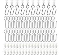 Lot de 100 Crochet de Rideau Rail Set,50 Pièces Crochets en Métal avec 50 Pièces Crochet Rideau Rail Glisseur,Patins à Rideaux