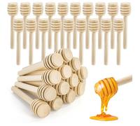 Lot de 100 Cuillères à Miel Bâton en Bois Naturel Mélangeur Ménage Portable Mini Jam Pot à Miel Distributeur pour Dessert Thé Lait