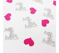 Lot de 100 décorations de fête « Mr & Mrs » - Décorations de mariage « Just Married » - Paillettes or rose - Décoration Mr Mrs Bride to Be (argent Mr Mrs Rose)