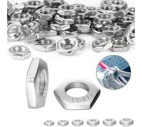 Lot de 100 écrous hexagonaux M5 (forme basse, avec chanfrein) DIN439 - Écrous plats en acier inoxydable A2 V2A - Pour fer et vis, boulons filetés, acier, bois, machines et fabrication de meubles