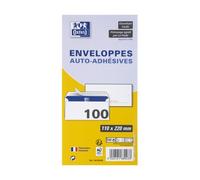 lot de 100 EnveloPPes Oxford 110x220 auto adhesive precasee - blanc