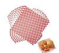 Lot de 100 feuilles de papier à carreaux rouges et blancs pour emballage alimentaire - Résistant à la graisse - 30,5 x 30,5 cm