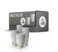Lot de 100 Gobelets 9cl / 3oz Jetables en Carton Blanc 100% Biodégradable - Gobelet à café en papier 90ml Thé