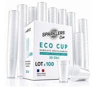 - Lot de 100 Gobelets Reutilisables 25cl (33cl a ras-bord) - Polypropylene (PP) alimentaire rigide - CompatiblGivreLot de 100