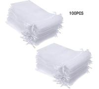 Lot De 100 Grands Sachets En Organza Avec Cordon De Serrage En Satin 13 X 18 Cm, Pour Bijoux, Mariage, Fête, Noël