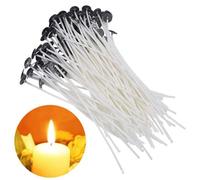 Lot de 100 mèches de bougie en coton naturel avec languettes, de qualité alimentaire pour bougies au beurre, pré-cirées pour soja, gel, cire de paraffine (8 cm)