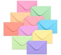 Lot de 100 mini enveloppes en papier pour cartes de visite, petites pochettes en vrac, 10 couleurs pastel, 10 x 7 cm