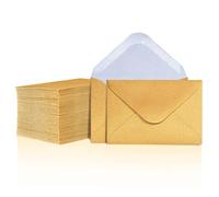 Lot de 100 mini enveloppes en papier pour cartes de visite, petites pochettes en vrac pour petites cartes de notes, doré, 10,2 x 6,8 cm