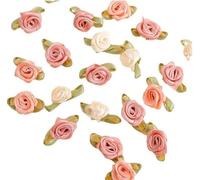 Lot de 100 mini roses multicolores de 15 mm avec nœuds en ruban de satin, appliques pour bricolage, couture, accessoires de mariage, décoration de cadeau de mariée, rubans en tissu, mini roses pour