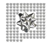 Lot de 100 noeuds d’emballage cadeau, ruban décoratif, noël, fête, anniversaire, Ø 5 cm, plastique, argentés