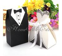 Lot de 100 pcs boîte à dragées mariage cadeau invités/ - Aueq - 50 pcs marié noir + 50 pcs mariée blanc, chocolat bonbons