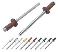 Lot de 100 pièces de rivets aveugles peints 3,2 x 8 mm, tête bombée, DIN 7337, rivet en aluminium et mandrin en acier, rivets à pression (100, brun pâle RAL 8025)