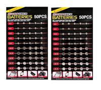 Lot de 100 piles bouton alcalines AG1/LR621 | AG3/LR41 | AG4/LR66 | AG10/LR54 | AG12/LR43 | AG13/LR44 pour montres, calculatrices, porte-clés, jouets