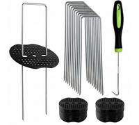Lot de 100 piquets d'ancrage Stables en Forme de U,100 disques tampons, Toile Anti-Mauvaises Herbes pour Jardin, Bordures de pelouse, parterres de légumes et Fixation de tuyaux