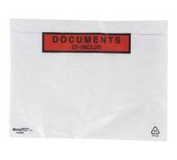 Pochette gpv polyethylene imprimee document ci-inclus 160x225mm protege des dechirures et intemperies paquet 100 unites