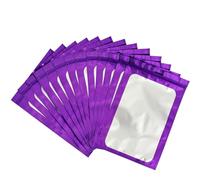Lot de 100 pochettes hermétiques en plastique holographique avec fermeture à glissière en Mylar violet - 8 x 13 cm - Sachets anti-odeurs pour bonbons - Petites pochettes refermables pour stockage