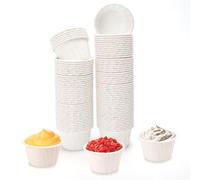 Lot de 100 récipients jetables en carton pour ketchup, cire fondue, visage, nez, épilation, crème glacée, gâteau, condiment, sauce, ramequin