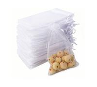 Lot de 100 sachets à bijoux en organza blanc 10 x 15 cm, sachets cadeaux avec ficelle, sachets en tulle