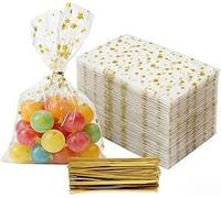 Lot de 100 sachets en cellophane transparent avec fermetures torsadées pour cadeaux