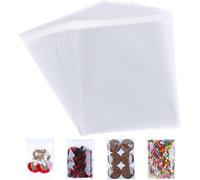 Lot de 100 sachets en cellophane transparents autocollants pour cookies, cartes, enveloppes, photos - 20 x 25 cm