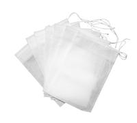 Lot de 100 sachets filtrants jetables en maille avec cordon de serrage, filtres à épices en tissu non tissé pour herbes et thé en vrac (10 x 12 cm, blanc)